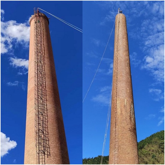 拆除高危煙囪，保障群眾居住安全